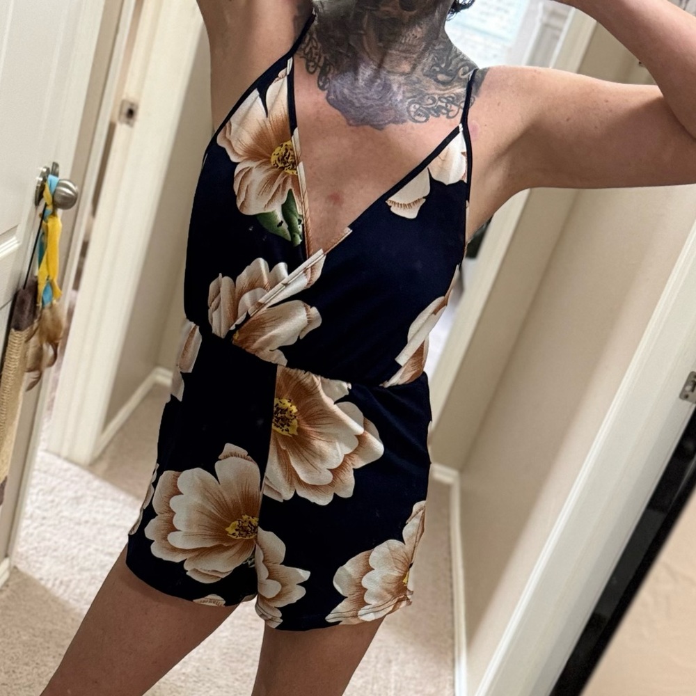 Floral Black Romper